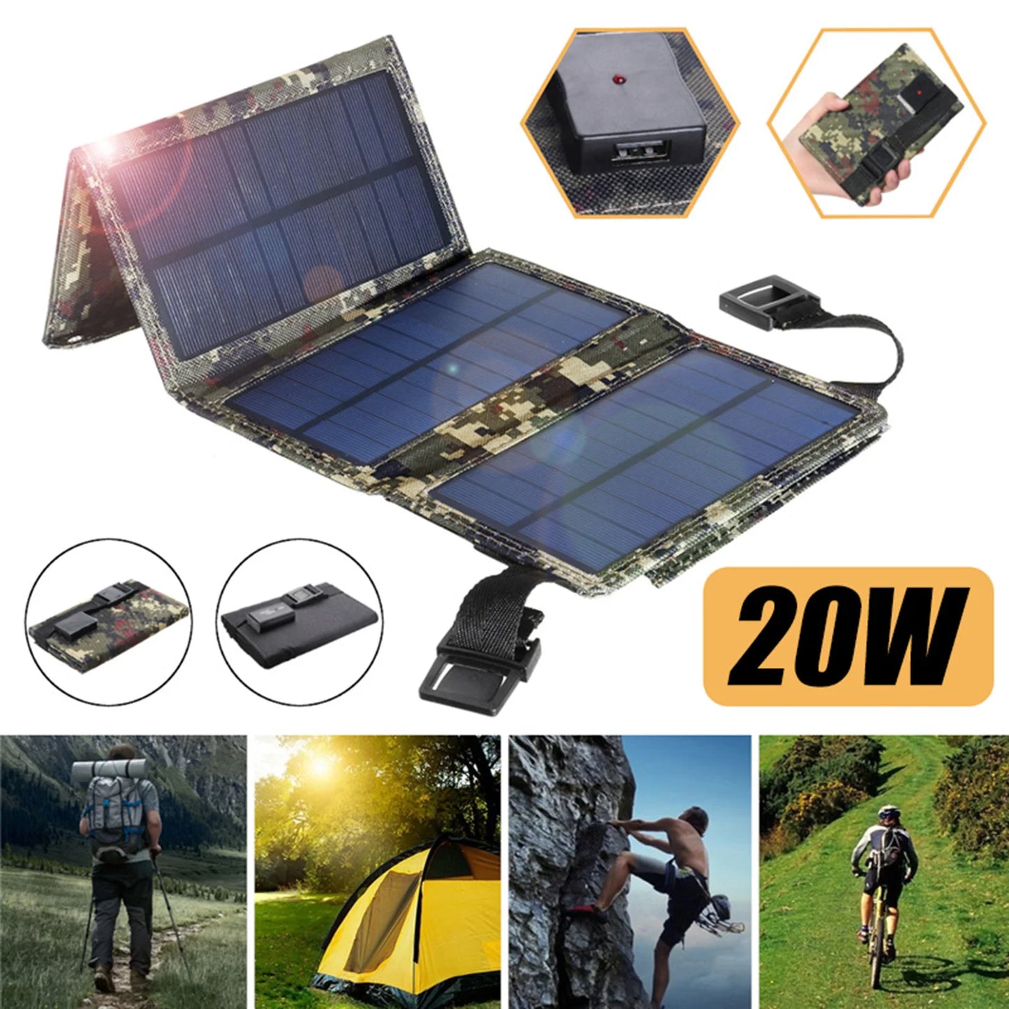 Waterproof Foldable USB Solar Panel Battery Cells Charger