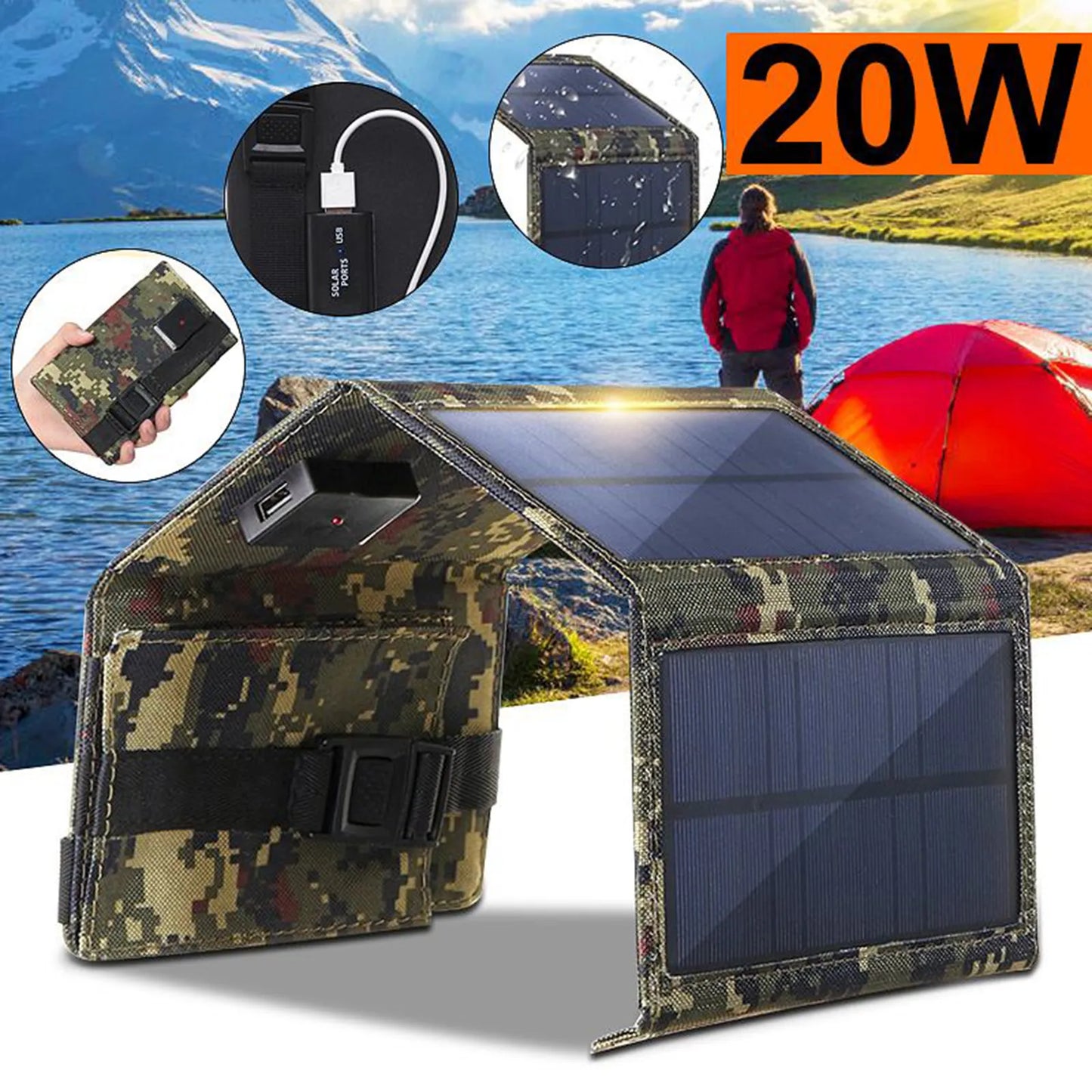 Waterproof Foldable USB Solar Panel Battery Cells Charger