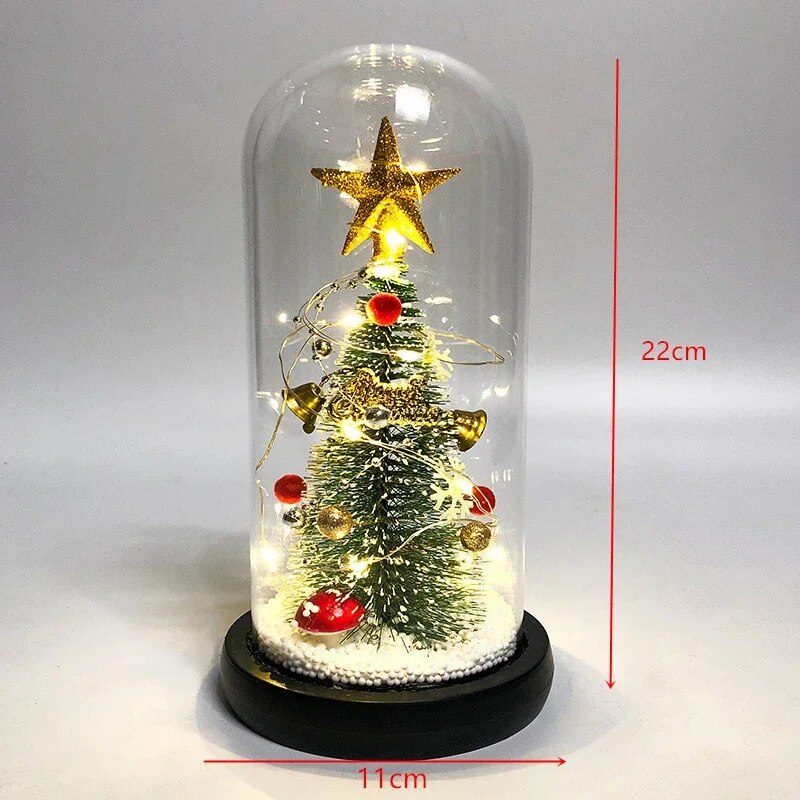 Christmas Tree with Santa Claus In Dome Foil Flower Navidad DIY 2023 Christmas Decoration for Home 2024 New Year Gift Xmas Decor